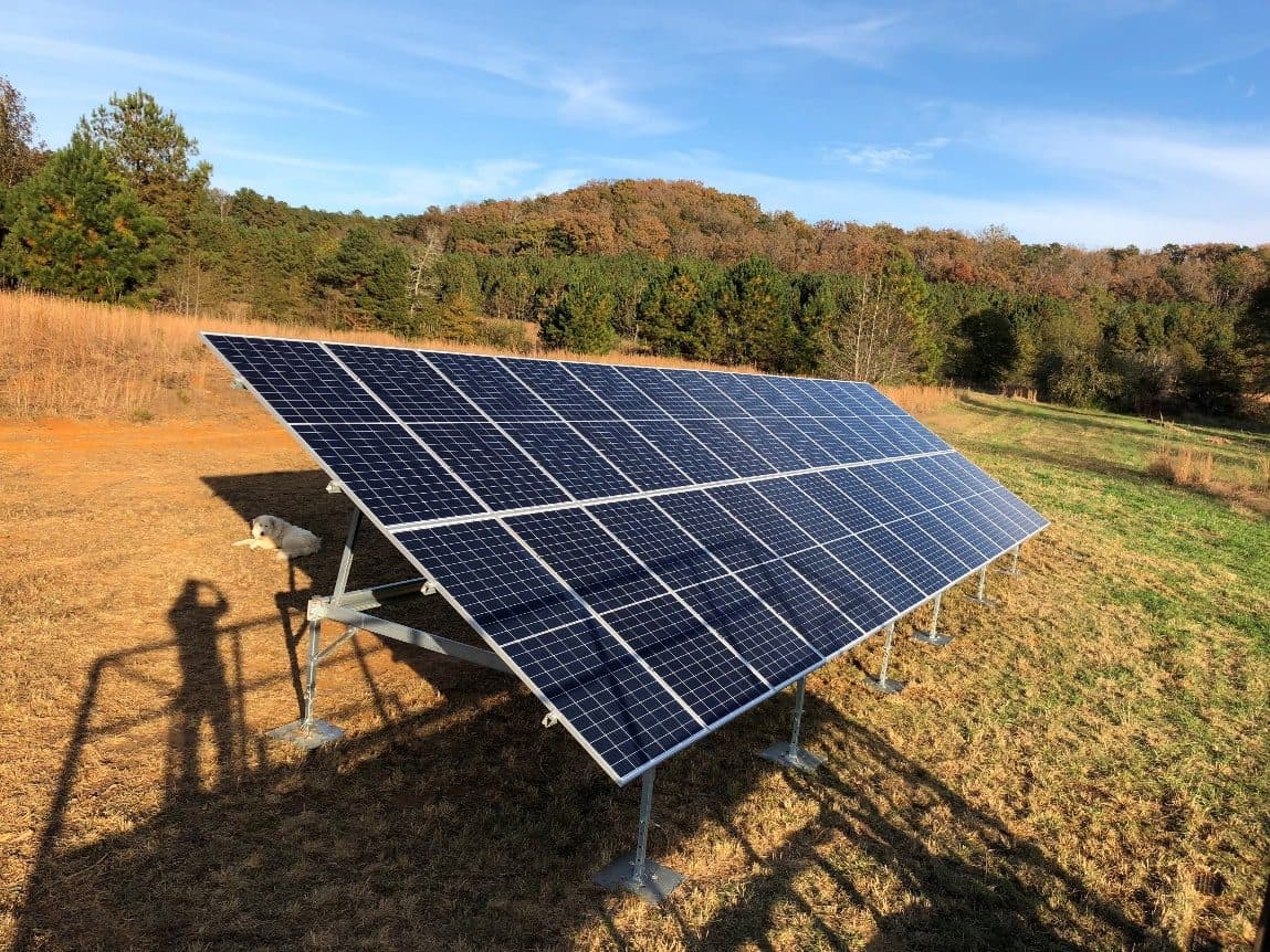 The 10 kW ground mount solar array donated by OneWorld Solar to a wounded U.S. Army veteran and his family